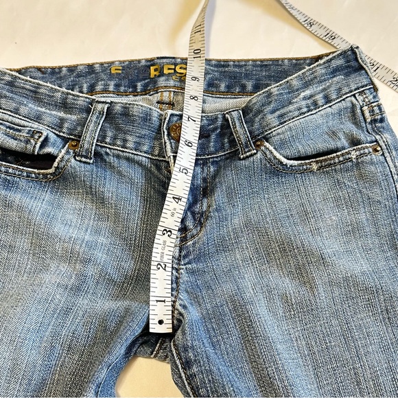Vintage EXPRESS Women’s Jeans Super Low Rise Boot Cut Medium Wash Size 0R - Picture 9 of 12